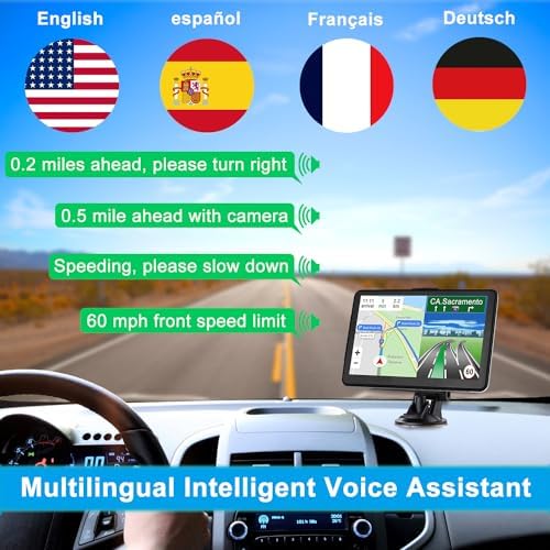 GPS Navigation for Car Truck Navigator Latest Maps 7 Inch Touch Screen Vehicle GPS Commercial Trucker Navigation Voice Speeding Warning Free Lifetime Update of World Maps - Image 2