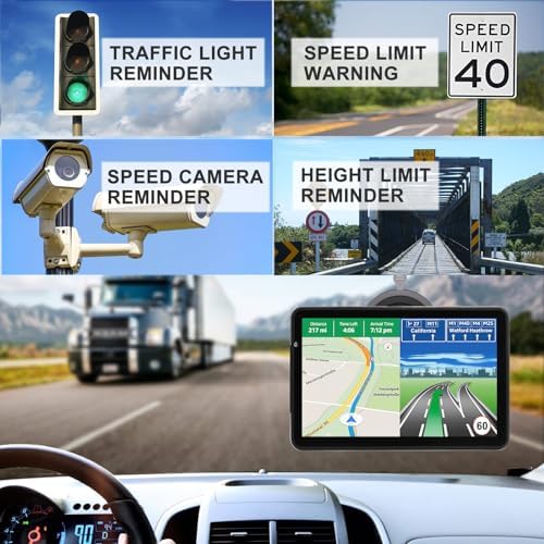 GPS Navigation for Car Truck Navigator Latest Maps 7 Inch Touch Screen Vehicle GPS Commercial Trucker Navigation Voice Speeding Warning Free Lifetime Update of World Maps - Image 3